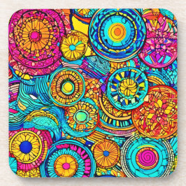 パター鮮やかン:デザインの万華鏡のように千変万化するパターンカラフル コースター