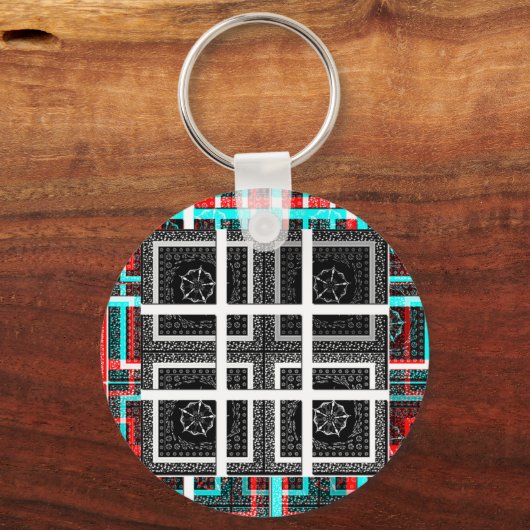 パタ市松模様にーンアートプリント キーホルダー (正面)