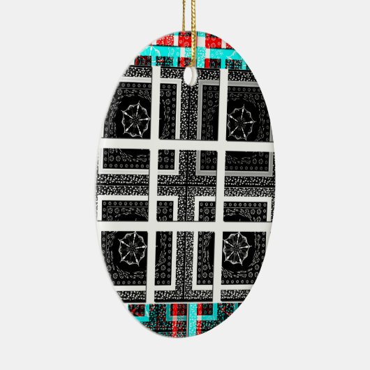 パタ市松模様にーンアートプリント セラミックオーナメント (右)