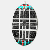 パタ市松模様にーンアートプリント セラミックオーナメント (左)