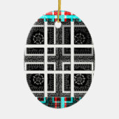 パタ市松模様にーンアートプリント セラミックオーナメント (正面)