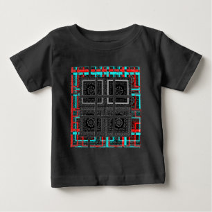 パタ市松模様にーンアートプリント ベビーTシャツ