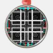 パタ市松模様にーンアートプリント メタルオーナメント (正面)