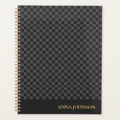 パタ市松模様にーンパーソナライズされた名 プランナー手帳 (正面)