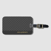 パタ市松模様にーンパーソナライズされた名 ラゲッジタグ (正面横)