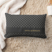 パタ市松模様にーンパーソナライズされた名 ランバークッション (ブランケット)