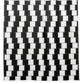 パタ市松模様にーンブラックとホワイトの光学イリュージョン シャワーカーテン