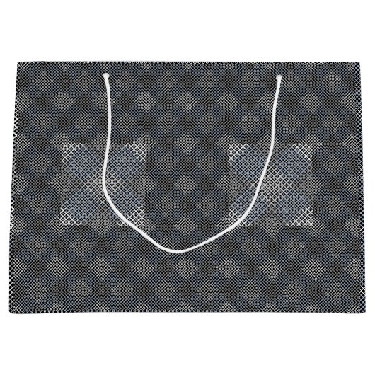 パタ市松模様にーン対角2トーン.bx4x4 BLK BG ラージペーパーバッグ (正面)