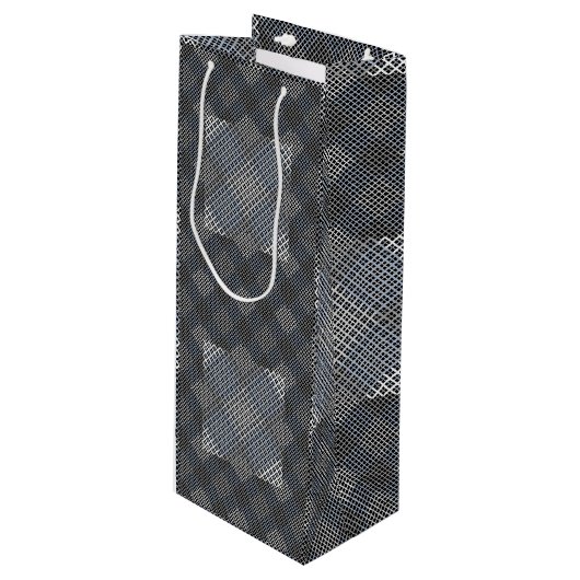 パタ市松模様にーン対角2トーン.bx4x4 BLK BG ワインギフトバッグ (正面アングル)