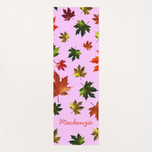 パタ素朴ー葉ルの名前がPINKの場合のMapleのPattern ヨガマット (正面)