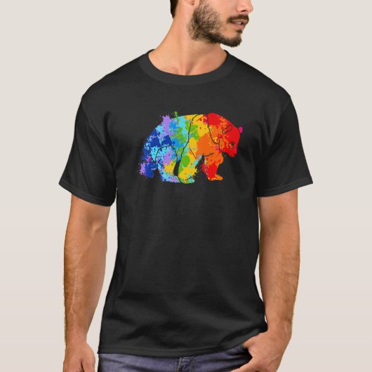 パタ絵を描ンダドリップス絵を描パンダ Tシャツ (正面)