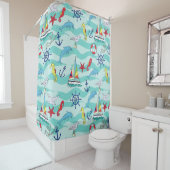 パタ航海のーンボーツシップいかりイルカ シャワーカーテン (インサイチュ)