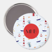 パタ航海のーン、マリンパターン、モノグラム マグネット (正面/裏面)