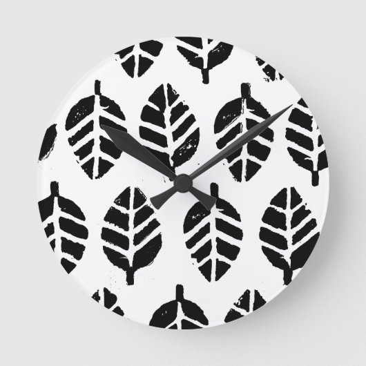 パタ葉ーンポテトプリント壁時計 ラウンド壁時計 (正面)