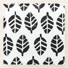 パタ葉ーンポテトプリント ガラスコースター