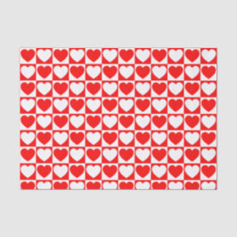 パタ赤と白市松模様にーンとハート 薄葉紙