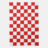 パタ赤と白市松模様にーン キッチンタオル (縦)