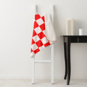 パタ赤と白市松模様にーン シェルパブランケット (インサイチュ)