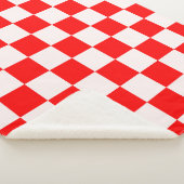 パタ赤と白市松模様にーン シェルパブランケット (3/4)