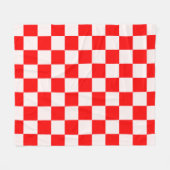 パタ赤と白市松模様にーン フリースブランケット (正面(横))