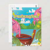 パダンバイ漫画の旅行ポスターアート。 ポストカード (正面/裏面)