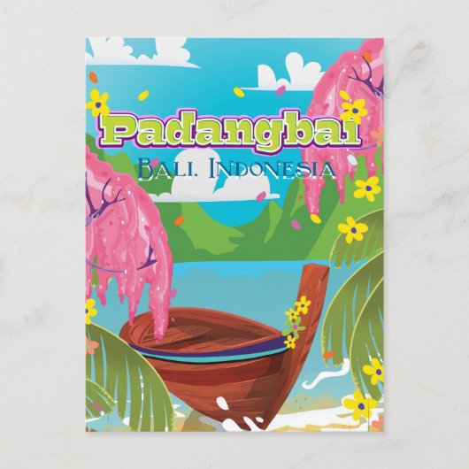 パダンバイ漫画の旅行ポスターアート。 ポストカード (正面)