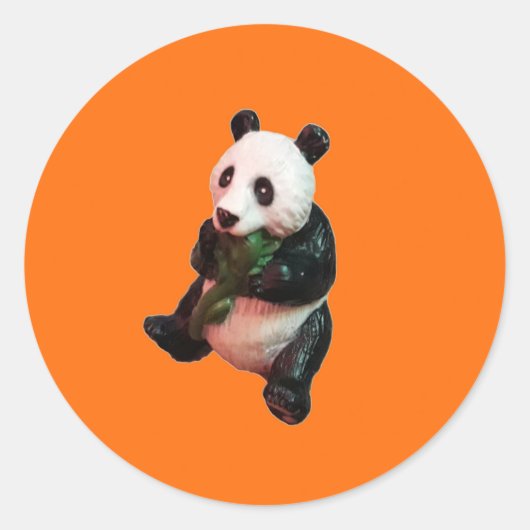 パダ独身のベア食べる竹オレンジの背景 ラウンドシール (正面)