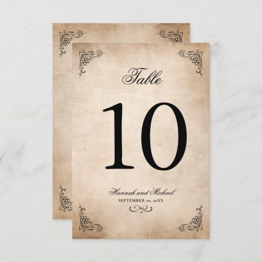パチメエレガントントの結婚テーブル番号カード 招待状 (正面/裏面)