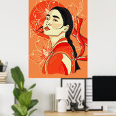 パチンコ。韓国人女性ポートレート。自由記号 ポスター (ホームオフィス)