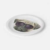 パッおもしろいグ、キュートフランスのブルドッグ眼鏡 ペーパープレート (アングル)