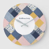 パッかわいらしフェイクプワーク素朴カントリーファームハウス ラージ壁時計 (正面)