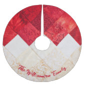 パッエレガント赤と白チ模様のクリスマス ブラッシュドポリエステルツリースカート (正面)