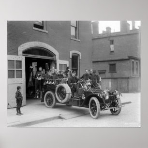 パッカード消防班、1911年。ヴィンテージ写真 ポスター