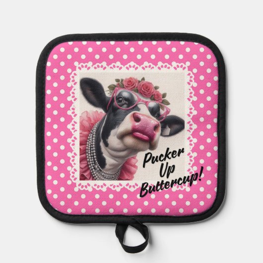 パッカー・アップ・バターカップ！オーブンミットとポットホルダー 鍋敷き (正面)