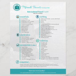 パッキングリスト国際的：旅行（大人1名）