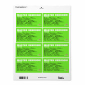 パッキング移動の整理ラベル – マスターベッドルーム ラベル (フルシート)