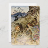 「パックと妖精」の水彩:アーサー·ラッカム 招待状 (正面/裏面)