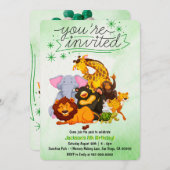 パックのサファリ動物パーティーに参加しよう 招待状 (正面/裏面)