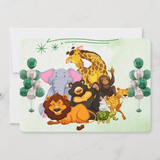 パックのサファリ動物パーティーに参加しよう 招待状 (裏面)