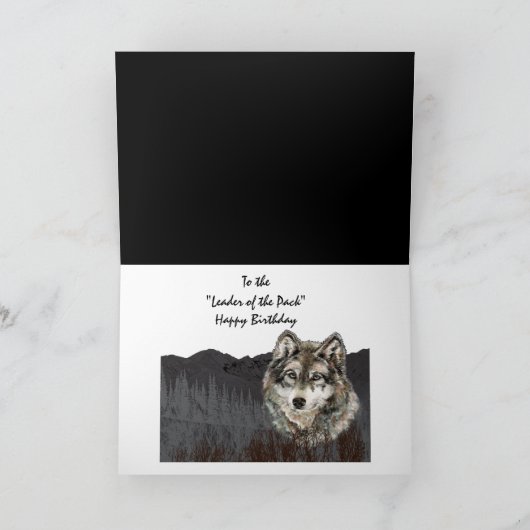 パックのリーダー誕生日ユーモウルフ動物 カード (内部)