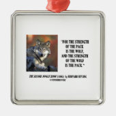 パックの強さはオオカミのKiplingの引用文です メタルオーナメント (正面)