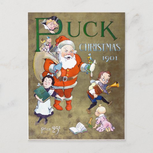 パックの雑誌カバーのクリスマス1901年 シーズンポストカード (正面)
