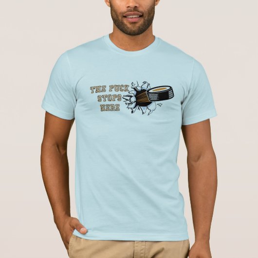 パックはホッケーメンズTシャツをここにストップ Tシャツ (正面)