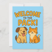 パックへようこそ – かわいい犬と猫のグリーティングカード (裏面)