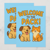 パックへようこそ – かわいい犬と猫のグリーティングカード (正面/裏面)