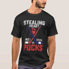 パックを盗むように私がハートを盗むホッケーバレンタイン Tシャツ