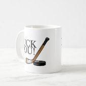 パックアイスホッケー用スティックおよびパック コーヒーマグカップ (正面左)