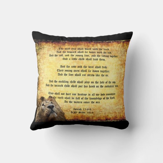 パックスクリストス、イザヤ書のあるライオン11:6-9装飾用クッション クッション (裏面)