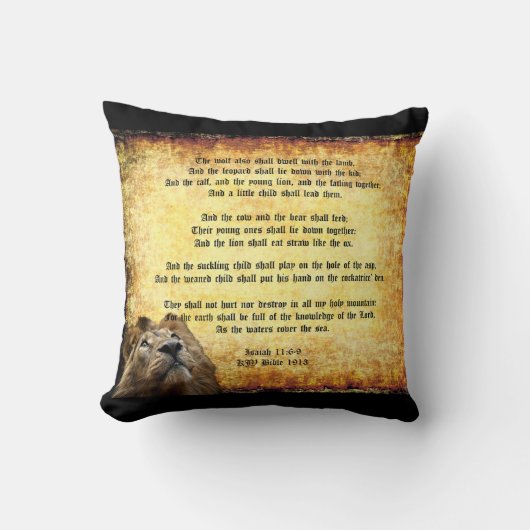 パックスクリストス、イザヤ書のあるライオン11:6-9装飾用クッション クッション (正面)