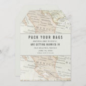 パックバッグメキシコ地図デスティネーション結婚式 セーブザデート (正面/裏面)